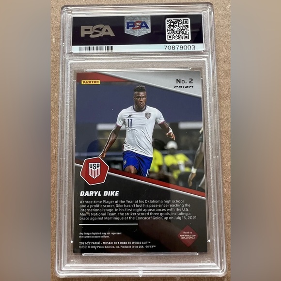 2021-22 Mosaic FIFA World Cup Daryl Dike Silver Breakaway Mosaic PSA 10 GEM MINT - Picture 2 of 2